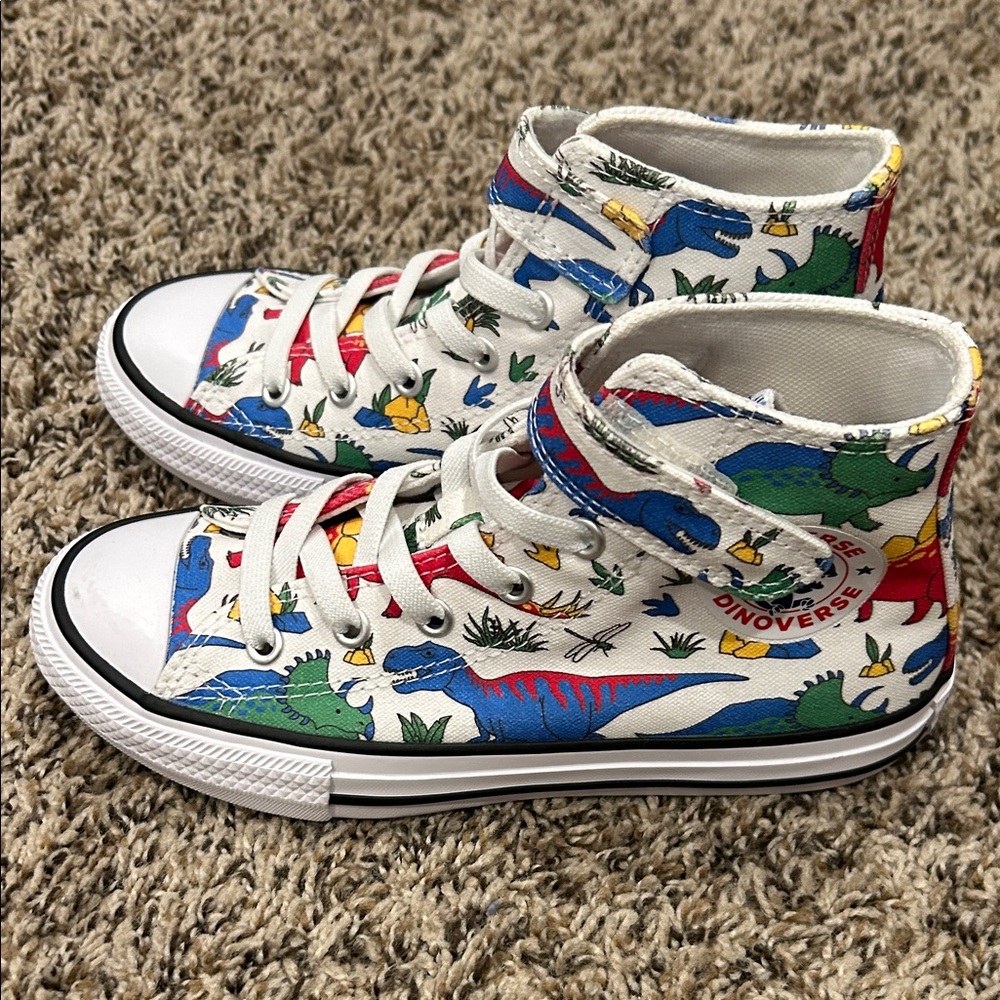NEW Converse Kids Multicolor Dino High-Top Sneakers - Picture 2 of 5